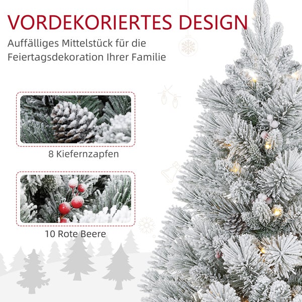 HOMCOM 90 cm 2er-Set Künstlicher Weihnachtsbaum, Christbaum mit 100 LED-Lichten 151 Astspitzen flammhemmend, für Weihnachtsfest, Indoor, Grün+Weiß