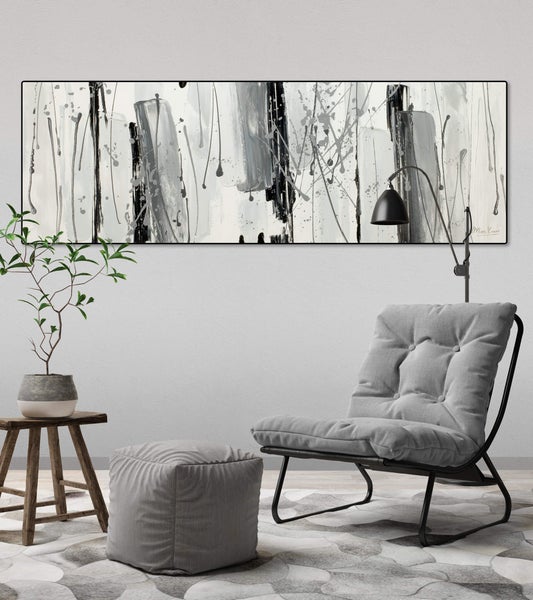 Handgemaltes Gemälde Acrylfarbe 150x50cm Schwarz