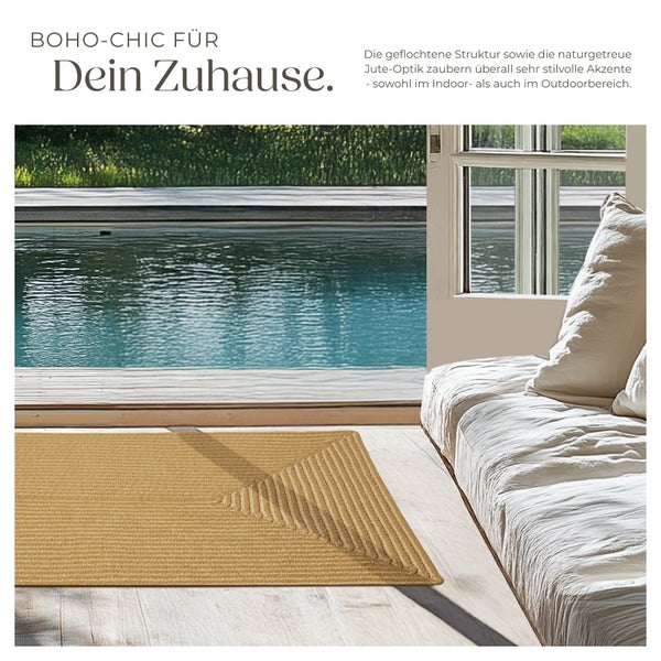 Geflochtener Teppich tectake strapazierfähig und pflegeleicht verschiedene Größen 60 x 90 cm
