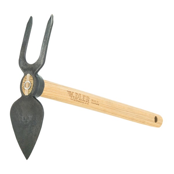 Adler Stockhaue mit einem geschmiedeten Stahlkopf und einem Stiel aus Eschenholz für die Gartenarbeit.