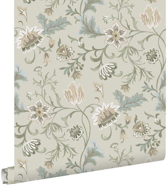 ESTAhome Tapete Blumenmuster Sandbeige - 53 cm x 10.05 m - 139412