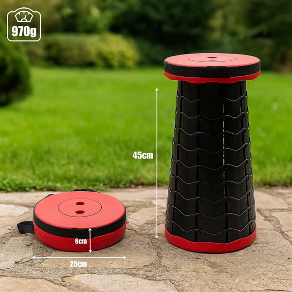 Zusammenklappbarer Hocker, höhenverstellbar, aus Kunststoff, für den Außenbereich