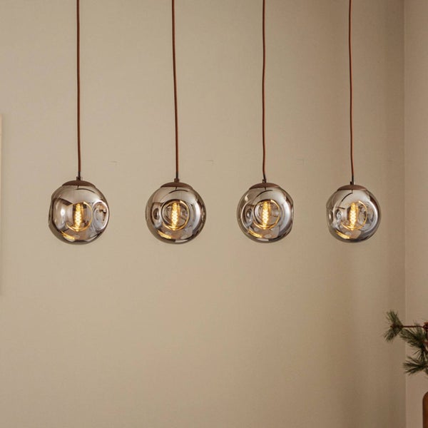 Lindby Pendelleuchte Valentina (Design, Modern) in Alu aus Glas (4 flammig E14) - Hängelampe Esstischlampe Hängeleuchte Wohnzimmerleuchte