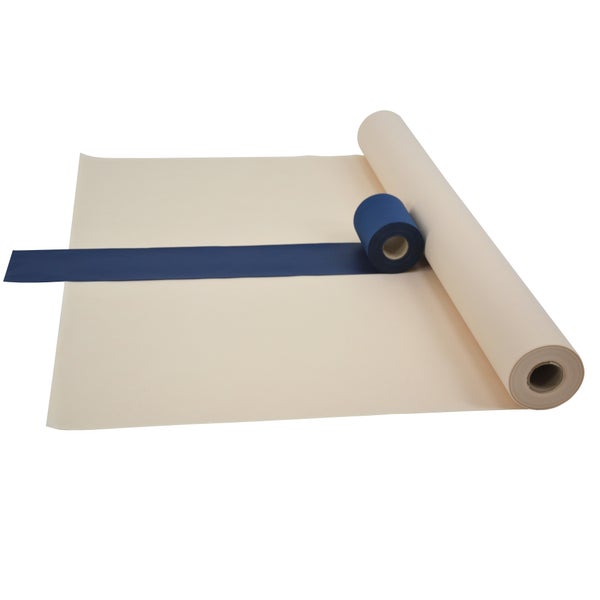 Sensalux Kombi-Set 1 Tischdeckenrolle 1m x 25m creme + Tischläufer 15cm blau