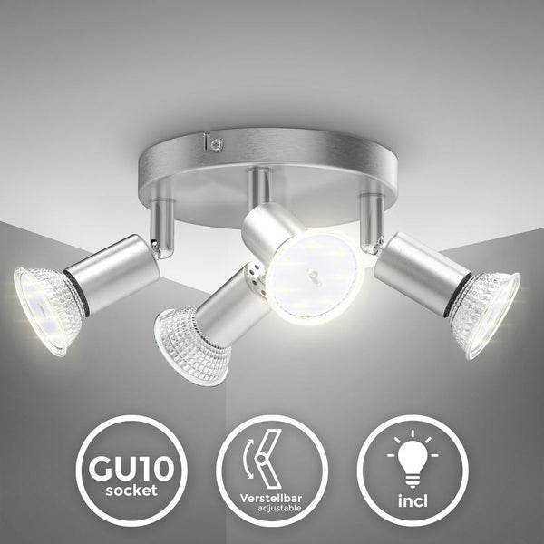 Deckenstrahler - 11,6W, 1040lm, LED, schwenkbar, GU10, Rondell, warmweiß, matt-nickel