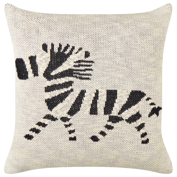 Strickkissen mit Zebra-Motiv.