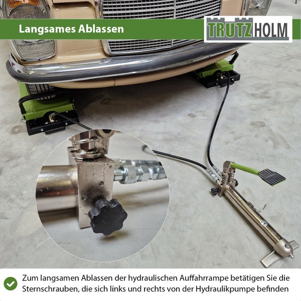 Auffahrrampe hydraulisch 1360 kg Breite je 34 cm Hebebühne doppelt Wagenheber Pkw schwarz/grün