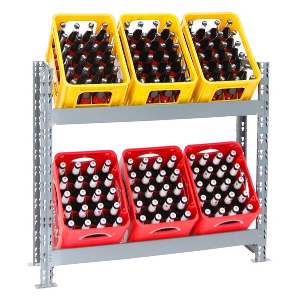 PROREGAL Getränkekistenregal Getränkeregal Tegernsee Extra-Breit HxBxT 100 x 110 x 30 cm 6 Kästen Grau