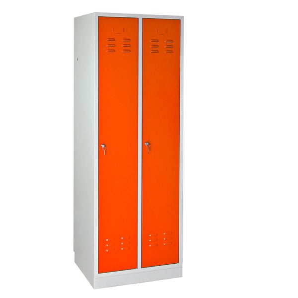 PROREGAL Garderobenschrank Ermine mit 2 Türen HxBxT 178 x 60 x 50 cm Lichtgrau Orange