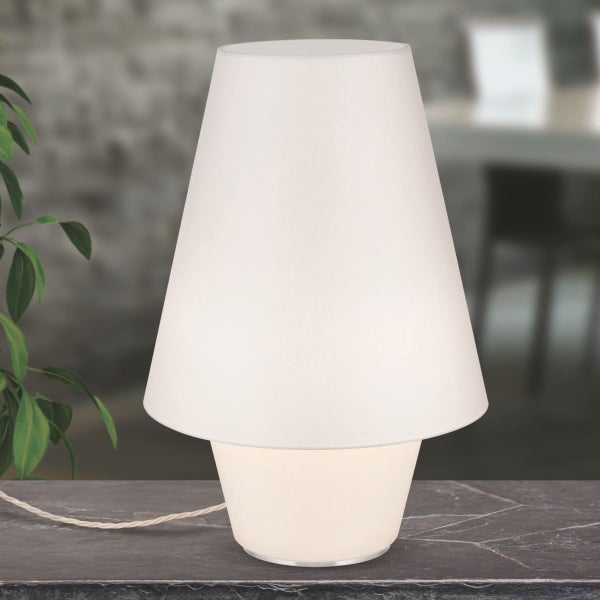 Tischleuchte mit Stoffschirm