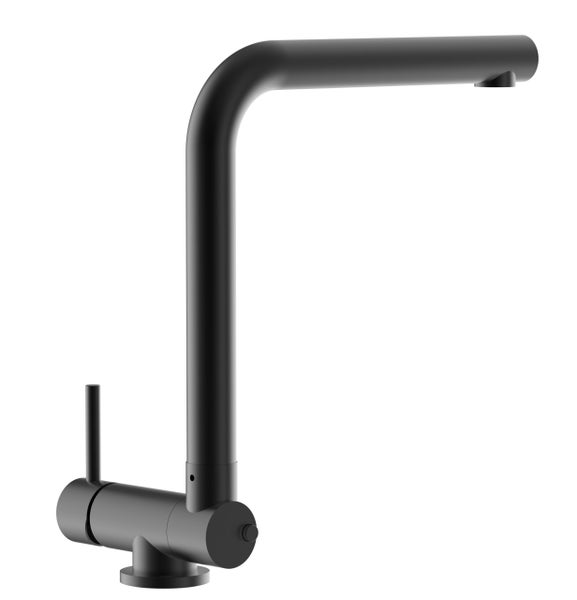 Wasserhahn Vorfenster Küchenarmatur, Umklappbar 4,5 CM, mit 360° schwenkbarem L-Auslauf, Schwarz Matt