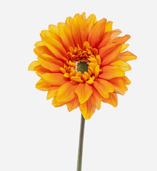 Künstliche Gerbera-Blüte aus Textilgewebe in Orange.