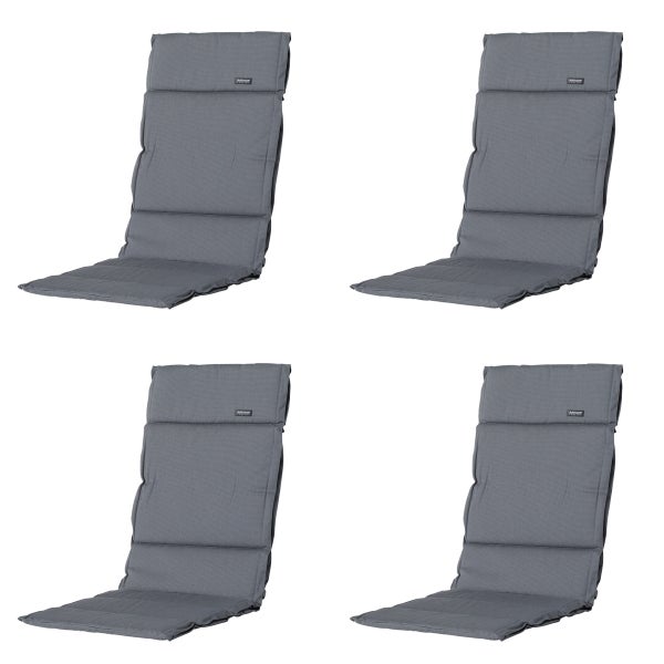 Hochlehnerauflage Fiber Deluxe Rib grau - ca. 125x50 cm - 4er-Set