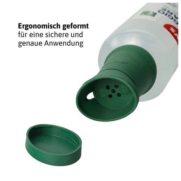 Ergonomisch geformte Augenschale einer Augenspülflasche für eine sichere und genaue Anwendung.