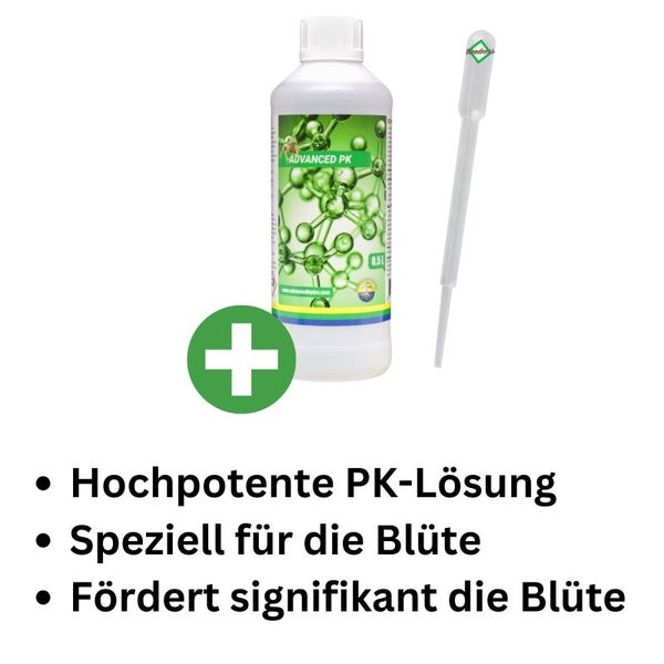 Advanced Hydroponics PK 500 ml – Blütenbooster mit Pipette für üppige Blüten, kräftiges Pflanzenwachstum & vielseitige Anwendung in der Blütephase