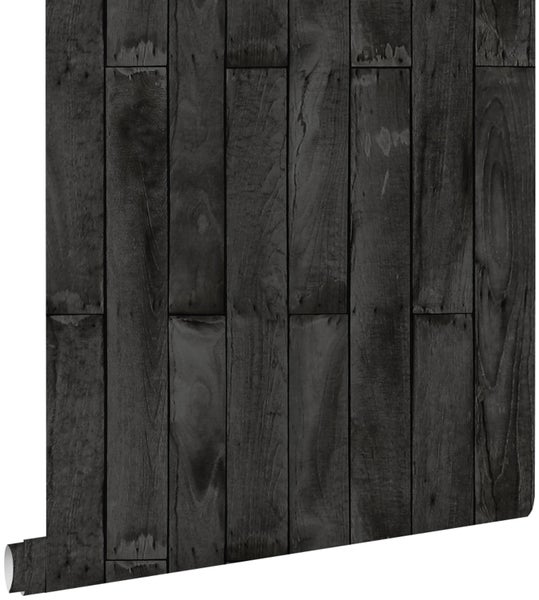 ESTAhome Tapete Holzoptik Schwarz - 53 cm x 10.05 m - 137745