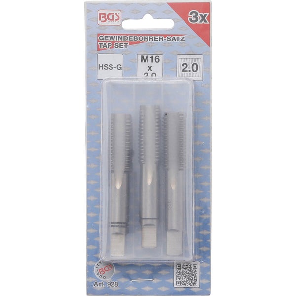 BGS Gewindebohrer-Satz Vor-, Mittel- und Fertigschneider HSS-G M16 x 2,0 3tlg. - 928