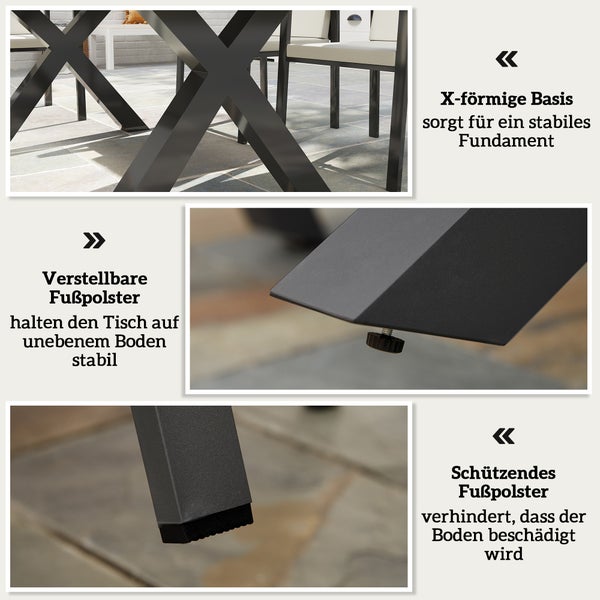 Gartenmöbelsets 175cm x 92,5cm x 73cm, Aluminium Grau