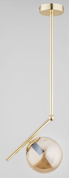 Moderne Pendelleuchte aus Metall mit Kugelglas und verstellbarem Gelenkarm