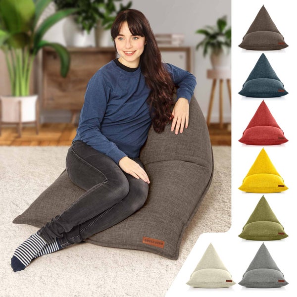 Green Bean Sitzsack Triangle 150x100x100cm mit 220 Liter EPS-Perlen Füllung - Kuschelig Weich Waschbar - Drinnen Stoff Bodenkissen Liegekissen Sitzkissen - Braun