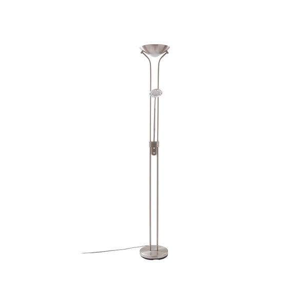 Lindby LED Stehlampe / Deckenfluter dimmbar, Standleuchte Glas Messing matt 1 x 20 W + 5 warmweiß (3.000K)