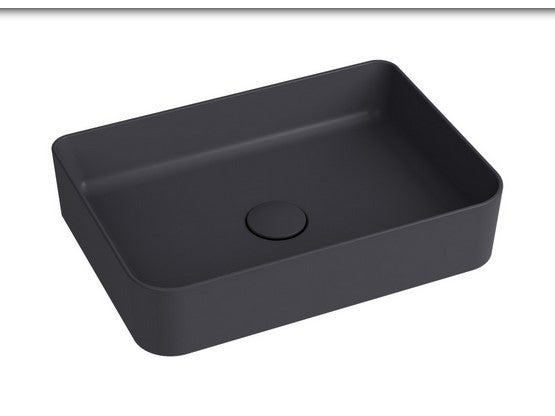 Waschbecken Keramik Waschtisch Aufsatz Waschbecken 50x35 schwarz matt ohne Hahnloch