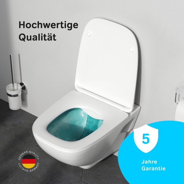 AM.PM Wand-WC Set Tiefspüler offener Spülrand weiß glänzend mit WC-Sitz , Vorwandelement und Betätigungsplatte chrom IIS90151.XA1700