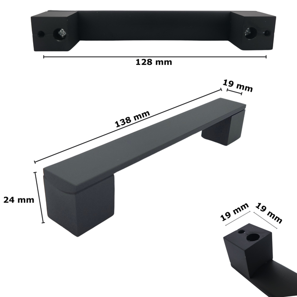 Möbelgriff Stangengriff Austin Lochabstand 128 mm Aluminium Schwarz