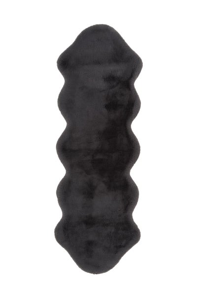 Hochflor Teppich Enchantique Grau 35 mm Uni handgetuftet 60 x 180 cm