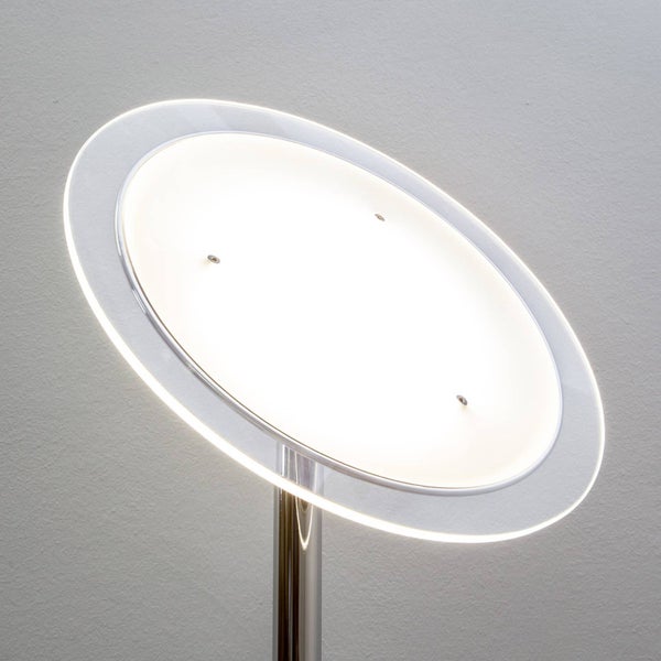 Lindby Stehlampe, Deckenfluter dimmbar Metall chrom Standleuchte 45° neigbarer Leuchtkopf Standlampe Lampe Wohnzimmer Schlafzimmerlampe Stehleuchte