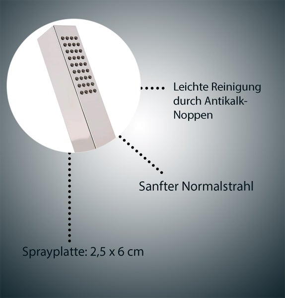 aquaSu® Duschsystem Proda mit Regendusche & Handbrause eckig | Stab-Handbrause & Kopfbrause | je 1 Strahlart | Anti-Kalk Regendusche | Duschgarnitur mit Wandstange und Gleiter | Chrom | 723299