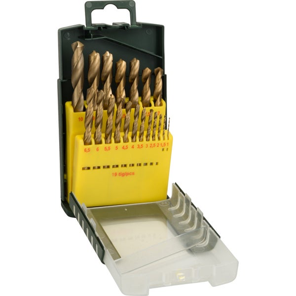 Bohrerset mit 19 Teilen im geöffneten Koffer
