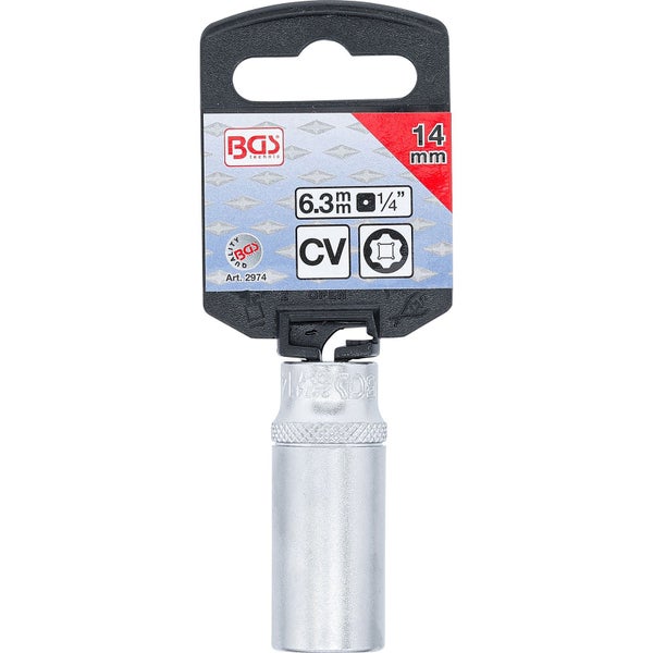BGS Steckschlüssel-Einsatz Super Lock tief Antrieb Innenvierkant 6,3 mm (1/4) SW 14 mm - 2974