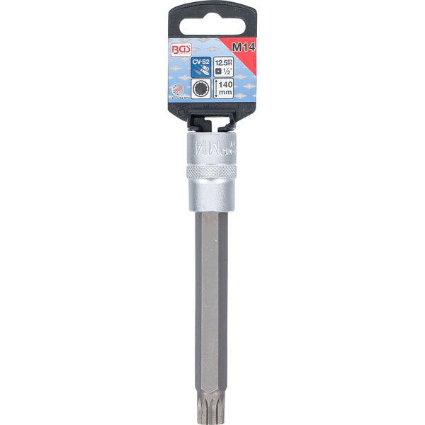 BGS Bit-Einsatz Länge 140 mm Antrieb Innenvierkant 12,5 mm (1/2) Innenvielzahn (für XZN) M14 - 5184-M14