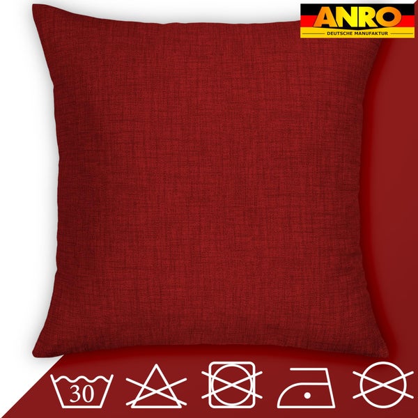 Kissenhülle Rot 60x60cm mit Füllung Leinenoptik