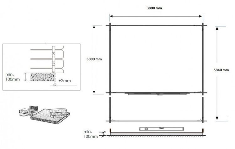 Gartenhaus, Gerätehaus 24m2 - 4x4m - 40mm