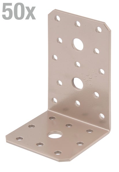 Winkelverbinder aus Metall mit Lochungen zur Holzverbindung im fünfzig Stück Set