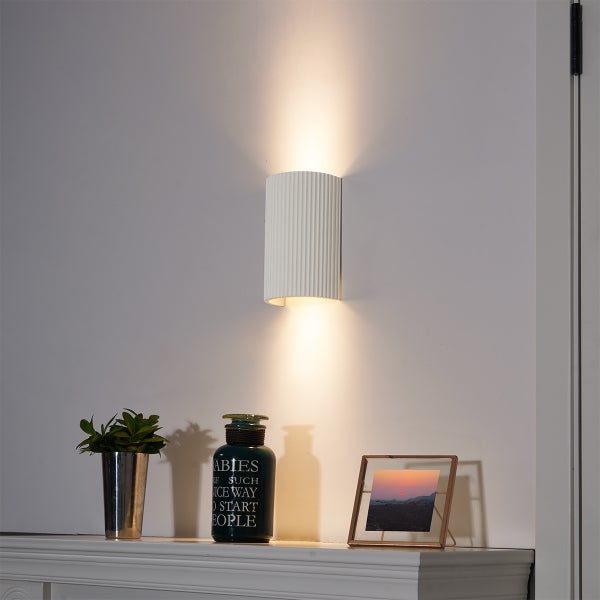 Skandinavische Wandleuchte Beige Halbkreis 2-flammig - Plaster