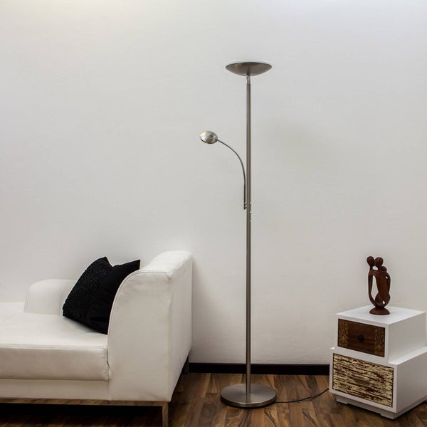 Lindby LED Stehlampe, Deckenfluter dimmbar verstellbarer Lesearm Standleuchte Metall Standlampe Wohnzimmerlampe Leselampe