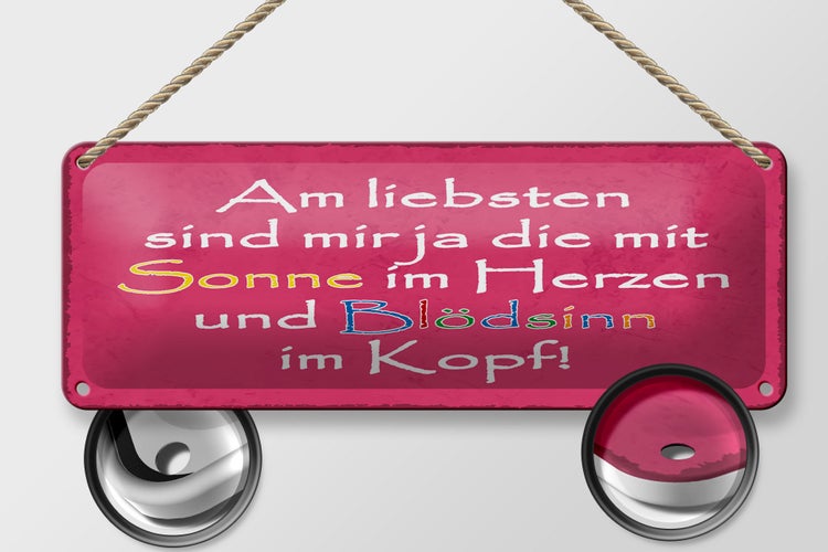 Blechschild Spruch 27x10 cm am liebsten sind die mit Sonne Dekoration