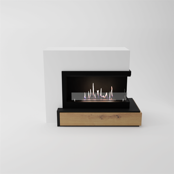 GLOW FIRE Ethanol Kamin 'Narvik Rechts' | Ethanolofen in weiß mit 3 Std. Brenndauer und 2 KW Heizleistung | BxHxT: 100x89,7x51,5 cm