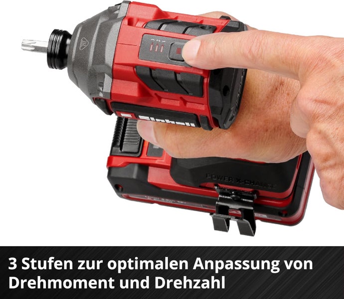 Einhell Schlagschrauber mit drei Stufen zur optimalen Anpassung von Drehmoment und Drehzahl.