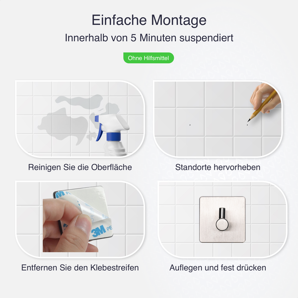 EAVY Handtuchhaken Edelstahl Silber Selbstklebend 4er pack