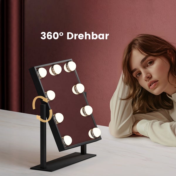 360 Grad drehbarer Kosmetikspiegel mit Beleuchtung
