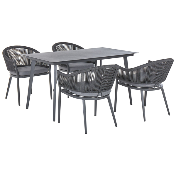 Gartenmöbel Set 4-Sitzer MILETO inkl. Kissen Metall Grau