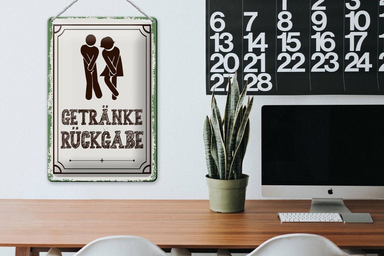 Blechschild Spruch 20x30cm Getränke Rückgabe grün