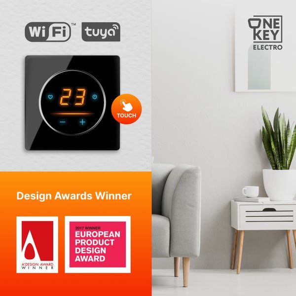 Intelligenter Raumthermostat mit Touchscreen, WLAN-Funktion und Designauszeichnungen