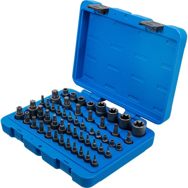 BGS Bit-Einsatz- und Steckschlüssel-Einsatz-Satz E-Profil / T-Profil (für Torx) / T-Profil (für Torx) mit Bohrung / TP-Profil (für Torx Plus) 52tlg. - 9839