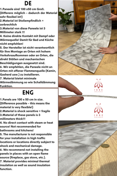 Marmor Imitat Paneelen aus Polystyrol XPS Styropor Deckenpaneelen Wandpaneelen 3mm dick - 100x50cm 0,5m² 122XL