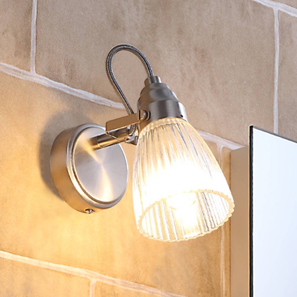 Lindby Wandleuchte, Wandlampe Bad Kara (spritzwassergeschützt (Modern) in Alu aus Glas (1 flammig G9) - Wandleuchten Spiegelleuchte Badezimmer Wandbeleuchtung Badezimmerleuchte